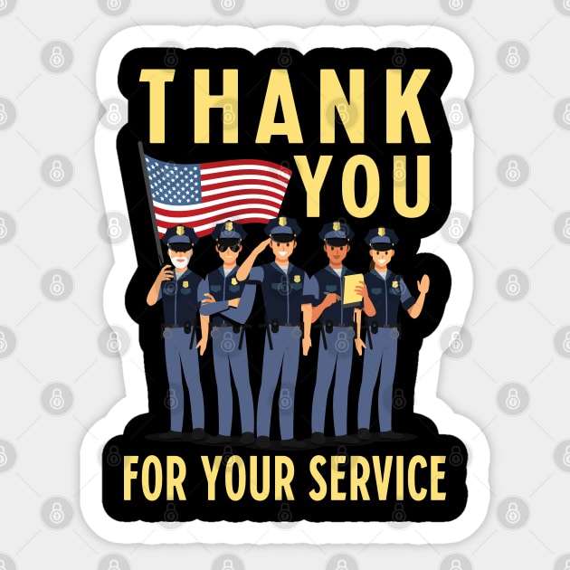 Thank You for Your Service - Law Enforcement - Back the Blue Sticker by mstory